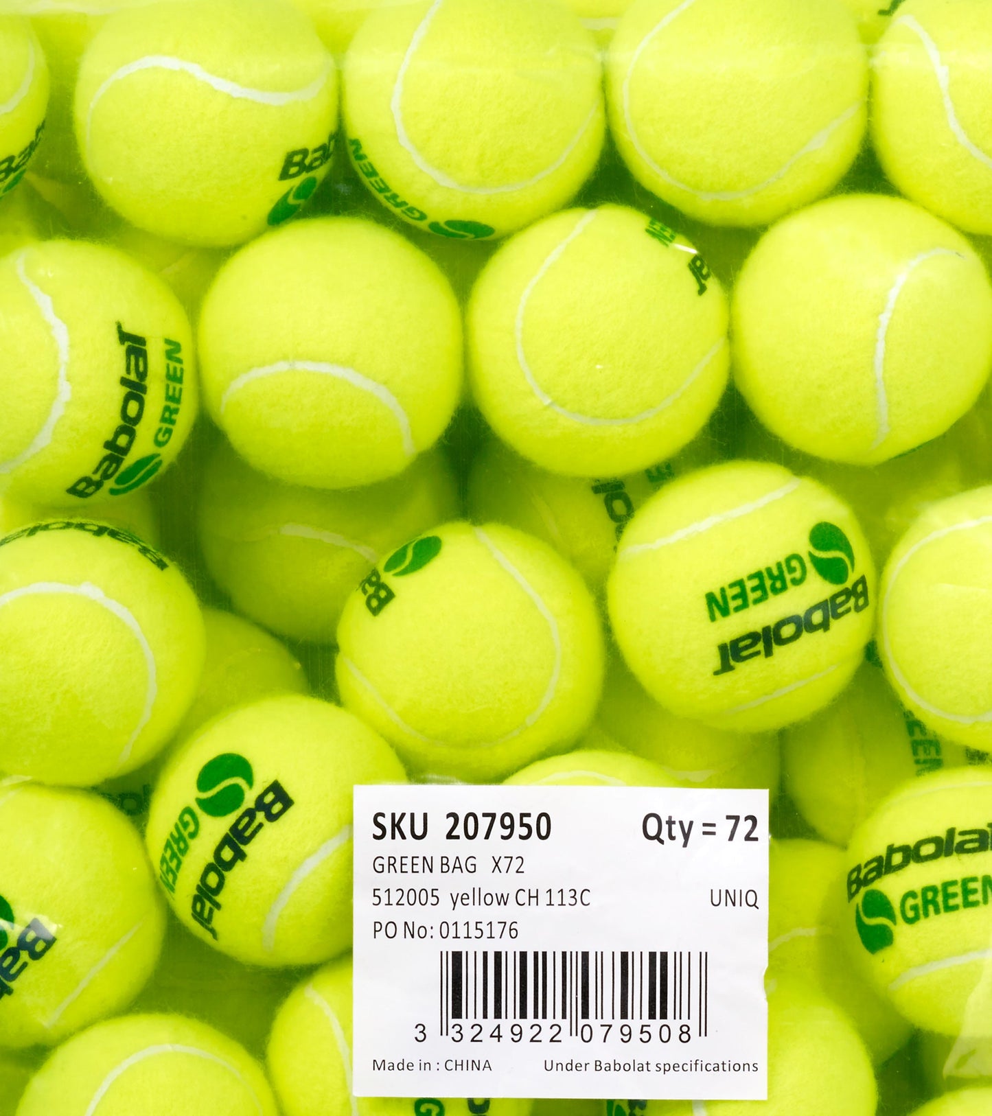 Тенісні м'ячі BABOLAT GREEN BAG X72 (Упаковка 72 м’ячі)