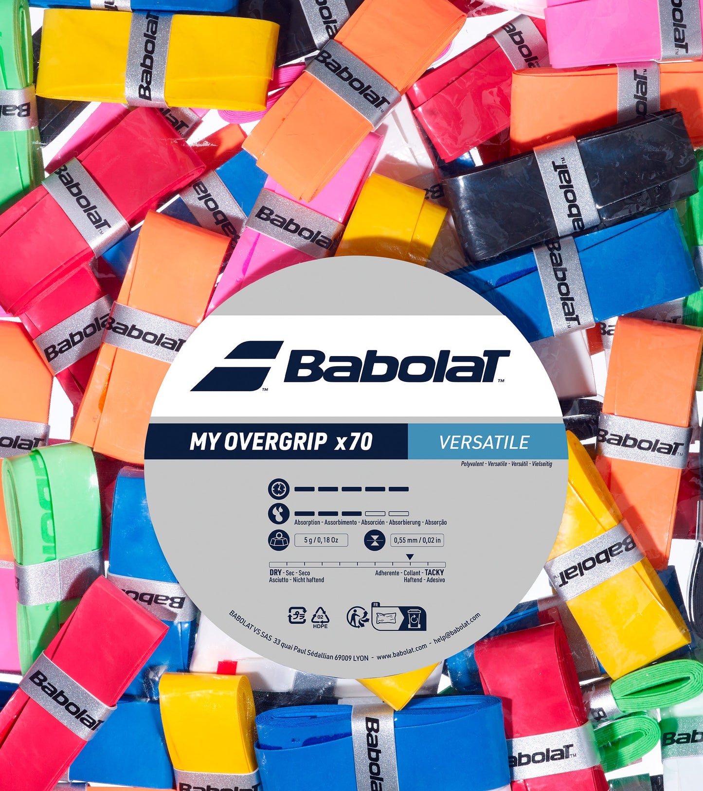 Намотка на тенісну ракетку BABOLAT (70шт) MY OVERGRIP REFILL X70