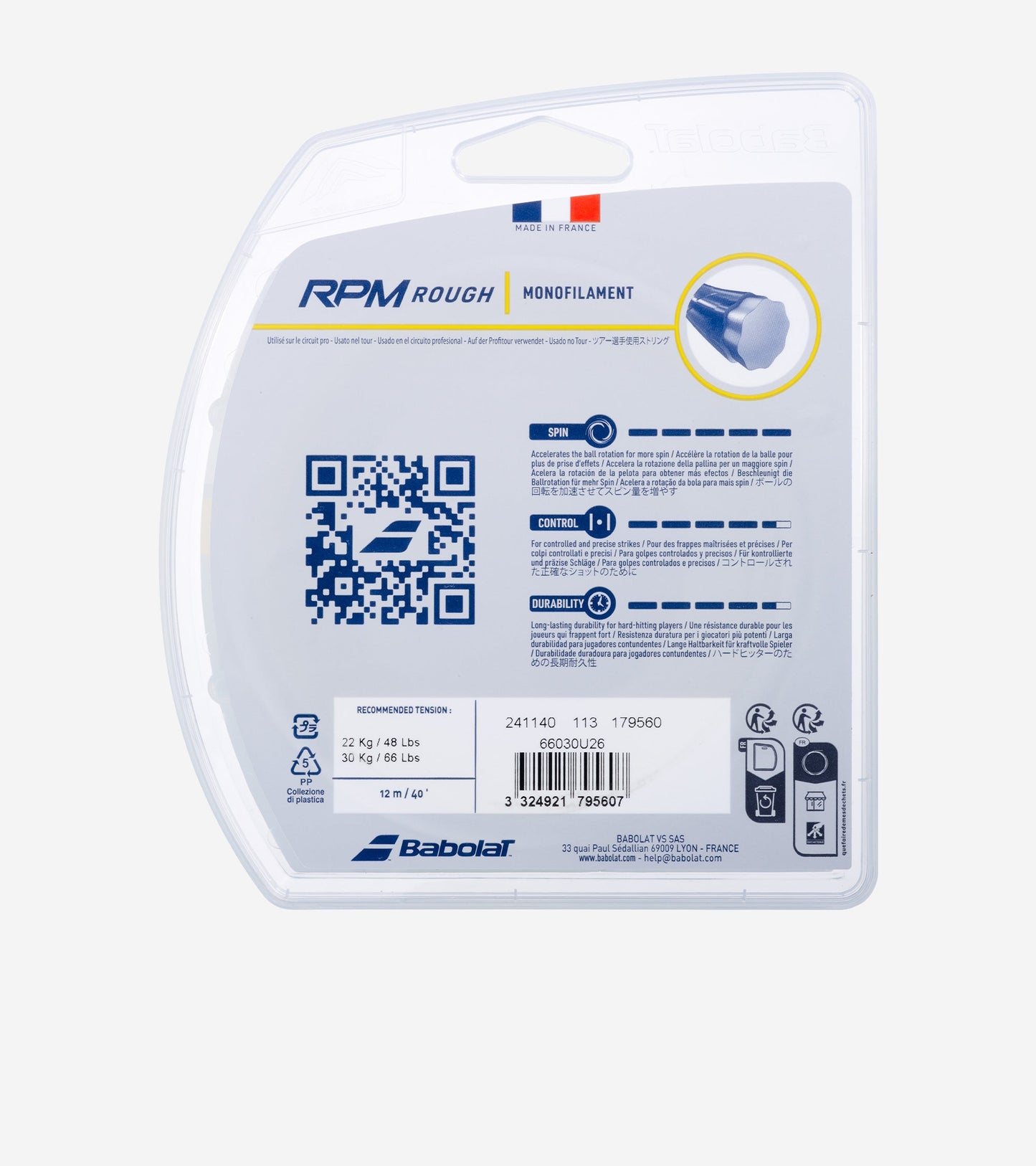 Струни для тенісної ракетки BABOLAT RPM ROUGH 12M комплект 12м