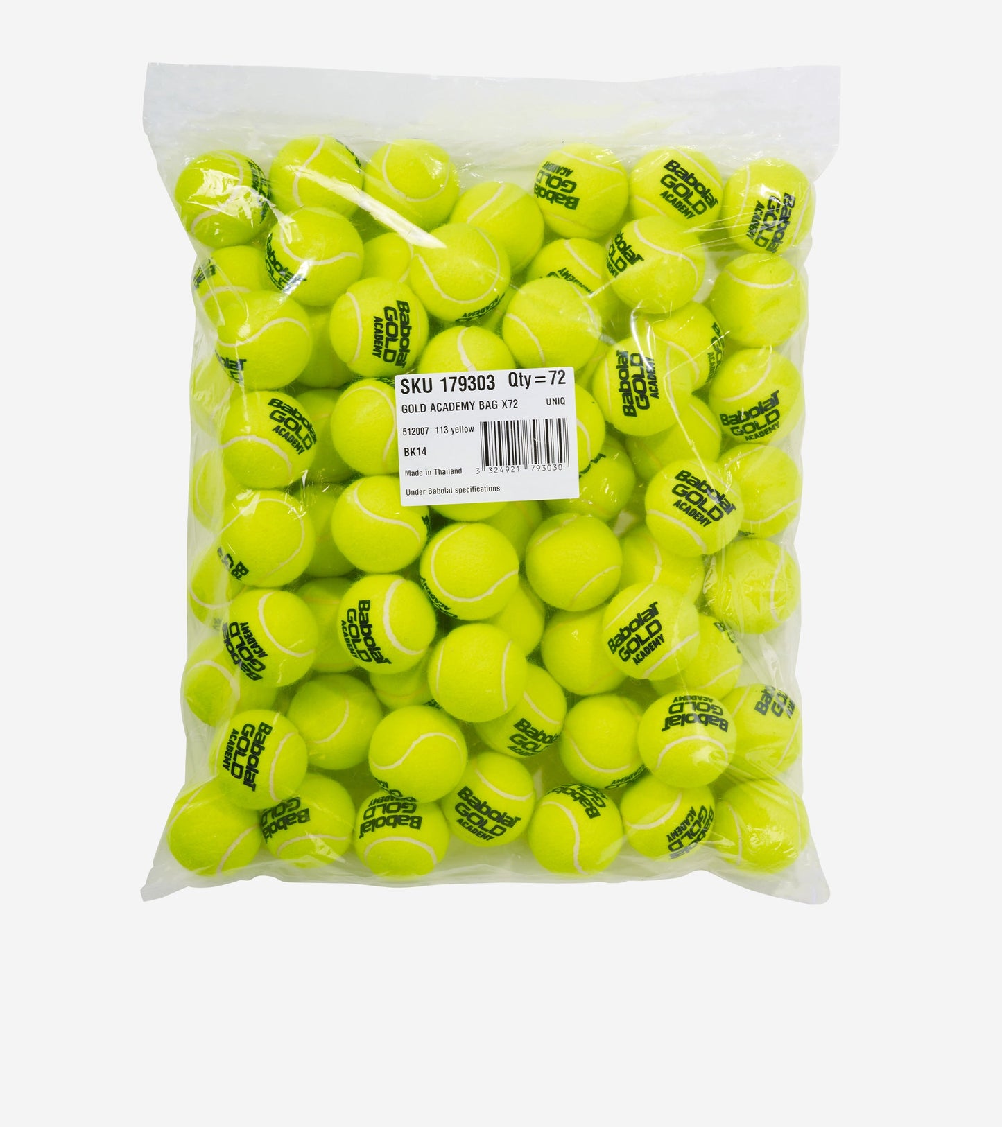 Тенісні м'ячі BABOLAT GOLD ACADEMY BAG X72 (Упаковка 72 м’ячі)